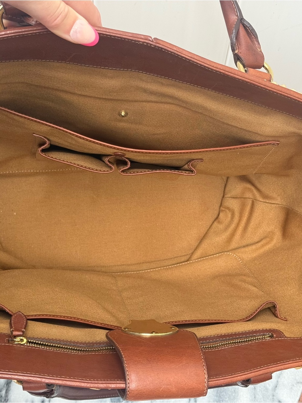 Ralph Lauren Woven Straw Tote Bag with Brown Leather Trim - Picture 7 of 9